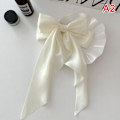 Miniatyrbillede 1 af 5: Sløjfebånd Hårnåle Hovedbeklædning Simple Elegant Satin Spring Clip Fi White