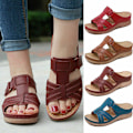 Miniatyrbild 1 av 5: Damer Kvinnor Ortopedisk Heel Slip On Open Toe Mules Sandaler Sho Brown 38