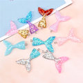 Miniatyrbillede 3 af 8: 10 stk. blandet glitter havfrue fiskehale harpiks DIY vedhæng passer til bh Multicolor