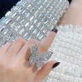 Miniatyrbillede 1 af 6: Zircon Butterfly Ring Gem Stone Åbning Overdrevet Big Knuckle One Size