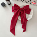 Miniatyrbillede 1 af 5: Sløjfebånd Hårnåle Hovedbeklædning Simple Elegant Satin Spring Clip Fi Red