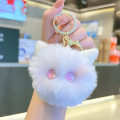Miniatyrbillede 4 af 8: e Blush Cat Ball Nøglering Plys Pendant Bag Pendant Birthday Gi B