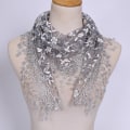 Miniatyrbilde 1 av 5: 1 Stk Kvinner Mote Triangle Wrap Lady Sjal Blomst Blonderskjerf Sh Gray
