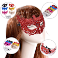 Pikkukuva 4 / 5: Venetsian seksikäs Golden Fox Mask Masquerade Costume Dance Mask Acces Silver 2 PCS