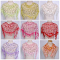 Miniatyrbillede 3 af 5: 1 Stk Kvinder Mode Trekant Wrap Lady Sjal Blomst Blonde Tørklæde Sh Rose red