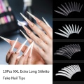 Miniatyrbilde 2 av 5: 10 Stk Stiletto Nail Tips Ekstra Lang Form Klar Halv Deksel Fals Transprent 1