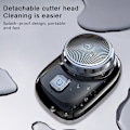 Miniatyrbillede 4 af 8: Mænds mini elektrisk barbermaskine Lommestørrelse Ansigtsskæg Barbermaskine USB Rec Silver