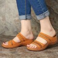 Miniatyrbillede 1 af 8: Dame Sandaler Blød Bund Kiler Sko Damer Sommer Sandaler Med Orange 40