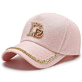 Pikkukuva 1 / 5: Letter D Baseball Cap strassikivitrendi puuvilla bling Cap snapbac Pink