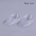 Miniatyrbillede 1 af 5: 1 Par Højdeløft Mænd Kvinder Sko Indersål Silikone Hælindlæg Man 3cm
