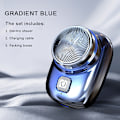 Miniatyrbillede 1 af 8: Mænds mini elektrisk barbermaskine Lommestørrelse Ansigtsskæg Barbermaskine USB Rec Light blue