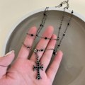 Miniatyrbilde 2 av 7: Søte Kule kvinner Cross Halskjeder Hot Punk Black Zircon Bead Lon onesize