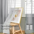Miniatyrbild 2 av 5: Grå gardiner i linnelook 140x160cm halvgenomskinliga med öljetter - Sovrumsvoilegardiner för vardagsrum, moderna köksgardiner, 2-pack