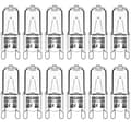 12-pack G9 Halogen Lamps 33W 230V 2800K Warm White 380lm, Clear Capsule Halogen Lamps Dimmable, No Strobe, No Flicker-FX-