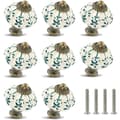 12-pack Ivory & Green Ceramic Knobs - Retro Pumpkin Drawer Pulls for Cabinets & Dressers-FX-