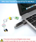 Miniatyrbillede 3 af 5: 4-pak USB til USB-C-adapter, hun Type-C til han A biloplader kompatibel med iPhone-FX-