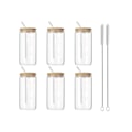 Miniatyrbillede 1 af 5: 6 stk. 473 ml glas kopper med låg og sugerør, transparente glas kopper til kaffe, øl, te, vin glas drikkeudstyr holdbart【HY】