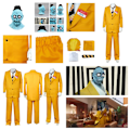 Pikkukuva 4 / 7: Beetlejuice 1989 Bob Shrinker Cosplay Keltainen Puku+Solmio+Lateksinaamiosetti-JK- Mask