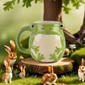 Handmålad keramikmugg med groda, 3D-djurkaffekopp för hem och kontor Green