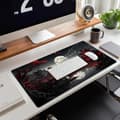 Miniatyrbillede 3 af 5: Japansk Skrivebordsmåtte Fuld Måne Skrivebordsunderlag Sort Rød 80 x 40 cm Musemåtte Gaming Musemåtte Forlænget Tastaturmåtte Bærbar Com-FX-