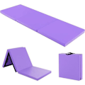 Pikkukuva 1 / 4: COSTWAY Kokoontaitettava jumppamatto 180 x 60 x 5 cm, 3-kerroksinen, 2 kahvaa, tarranauha 3 sivulla, vedenpitävä PU EPE-täyte, violetti
