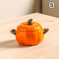 Miniatyrbillede 1 af 8: Keramisk græskarskål med låg og håndtag til suppe, slik og efterårsindretning Small