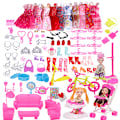 Miniatyrbild 1 av 5: 118 delar Barbie tillbehör leksaker DIY materialpaket dockkläder hängande kjol barn