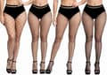 4-pack plus size nätstrumpor, svarta nätstrumpbyxor lårhöga-FX-