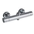 Miniatyrbillede 1 af 4: Termostatisk Brusebatteri 2 Udtag Messing Bruse Termostatisk Armatur Dobbelt Brusebatteri Højt Udtag G3/4 Bsp (26,4 Mm) + Lavt G1/2 \"bsp (21 Mm)