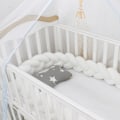 Miniatyrbilde 1 av 5: Baby roterende rekkverksseng, sengehest dekorasjon, håndlaget trestrenget flette Original Whi Original Whi Original Whi Original White 1 meter