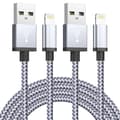 2-pack Ultralång Snabbladdande USB-kabel för iPhone 14 8 7 Plus 13 12 11 Pro Max XS XR 3A USB-laddare Datakabel Flätad Kabel 2 st 2PCS-FX-