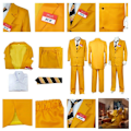 Pikkukuva 3 / 7: Beetlejuice 1989 Bob Shrinker Cosplay Keltainen Puku+Solmio+Lateksinaamio-JK- Only Costume M