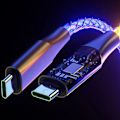 Miniatyrbild 2 av 5: Lysande LED-ljuskabel Snabbladdningskabel Typ C Micro USB