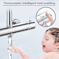 Miniatyrbillede 2 af 4: Termostatisk Brusebatteri 2 Udtag Messing Bruse Termostatisk Armatur Dobbelt Brusebatteri Højt Udtag G3/4 Bsp (26,4 Mm) + Lavt G1/2 \"bsp (21 Mm)