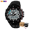 Miniatyrbilde 1 av 5: SKMEI Klokker Herr Mode Casual Analog Digital Armbåndsur Alarm 30M Vanntett Mann Militær Chrono Kalender Relogio Masculin BlackRed with box