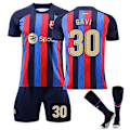 Miniatyrbillede 1 af 4: Gavi #30 trøje Fc Barcelona 22/23 sæson hjemme fodbold trøje sæt Voksne børn L