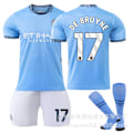 Miniatyrbild 1 av 2: De Bruyne 17 Manchester City 24-25 hemmatröja för fotboll, senaste tröja för vuxna och barn för den nya säsongen 7 Adult XXL（185-190cm）