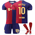 Miniatyrbilde 1 av 2: Messi 10 Barcelona 24-25 hjemmefotballdrakt siste voksen barnedrakt for den nye sesongen 9 Kids 16(90-100cm)