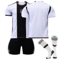 Miniatyrbilde 1 av 4: Tyskland 2022-2023 VM Hjemmedrakt Tyskland Lagdrakt Fotballdrakt T-skjorte shortssett Fotballsett 3 deler for barn Voksne Adult XL（180-190cm）
