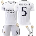 Miniatyrbilde 1 av 2: 24-25 Real Madrid Bellingham 5 Hjemmefotballdrakt Ny sesong Siste Barnedrakt for voksne Fotball 10 Kids 20(110-120cm)