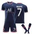 Miniatyrbilde 1 av 2: Fotballsett for barn Fotballdrakt Treningsskjorte Mbappe Fotballdrakter for voksne for barn Blue 28（12-13Years）