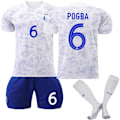 Miniatyrbild 1 av 2: Qatar fotbolls-VM 2022 Frankrike Pogba #6 tröja fotboll herr T-shirts Set Barn Ungdomar Adult XS（160-165cm）