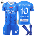 Miniatyrbillede 1 af 2: Neymar 23-24 Saudi Arabien liga Al-Hilal trøje nr. 10 hjemme fodboldtrøje sæt voksne børn Kids 20(110-120cm)