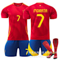 Miniatyrbillede 1 af 2: Morata 7 Spanien EM hjemmefodboldtrøje nummer seneste voksen børns fodboldtrøje til den nye sæson 8 Kids 22(120-130cm)