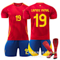 Miniatyrbild 1 av 2: Lamine Yamal 19 Spanien EM-fotbollströja för hemmaplan, senaste tröja för vuxna och barn för den nya säsongen 9 Adult S（165-170cm）