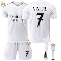 Miniatyrbilde 1 av 2: Vini Jr. 7 Real Madrid 24-25 hjemmefotballdrakt siste voksen barn fotballdrakt for den nye sesongen 9 Adult M（170-175cm）