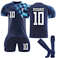 Pikkukuva 1 / 4: Kroatian vieraspaidan MM-kisat 2022/23 Modri ​​#10 Jalkapallo Jersey T-paita Shortsit Sarjat Jalkapallo 3-osaiset setit lapsille Aikuiset Kids 26(140-150cm)