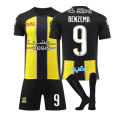 Miniatyrbild 1 av 2: Benzema 23-24 Saudiarabien league Al-Ittihad tröja nr 9 hemma fotbollströja set vuxna barn Adult XS（160-165cm）