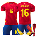 Miniatyrbillede 1 af 2: Rodrigo 16 Spanien EM hjemmefodboldtrøje seneste voksen børnefodboldtrøje til den nye sæson 7 Kids 26(140-150cm)