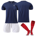 Miniatyrbild 1 av 4: Frankrike Hemtröja 2022/23 VM Frankrike Lagtröja Fotbollströja T-shirt Shorts Kit Fotboll 3-delade set för barn Vuxna fotboll Tröjor Kids 16(90-100cm)